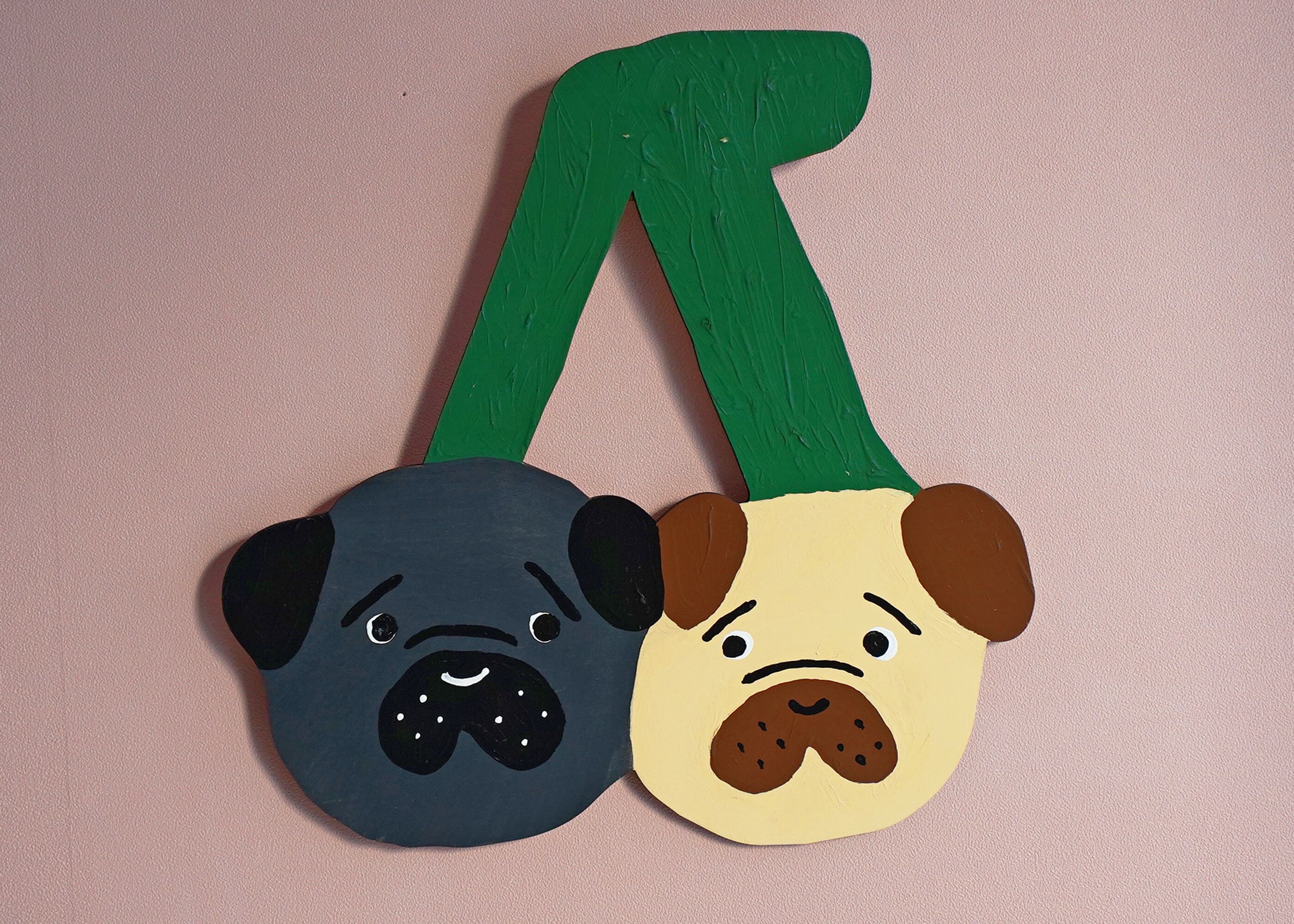 wood objet 原画 「さくらんぼパグ」
