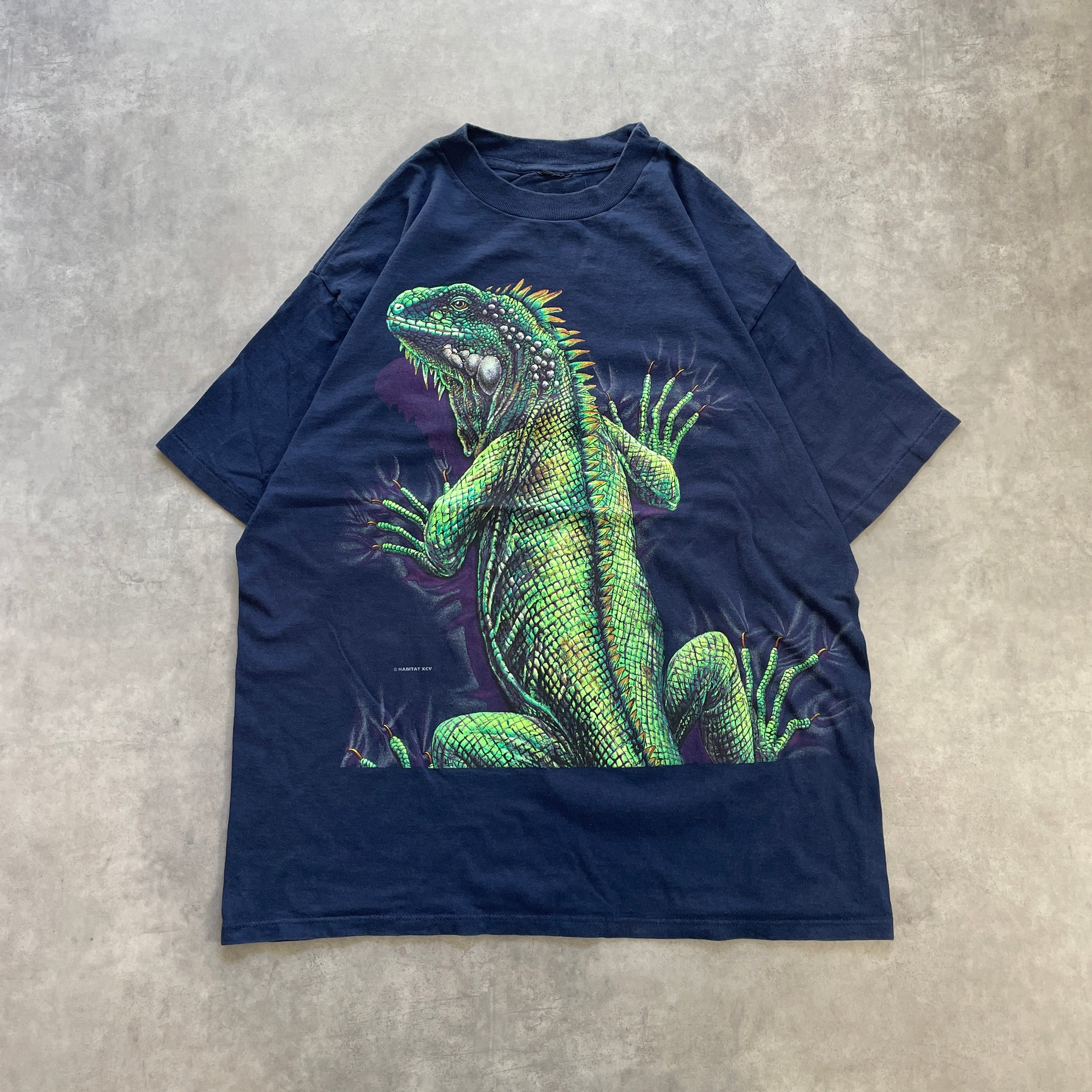 90s イグアナ アニマル 動物 大判 両面プリント vintage Tシャツ