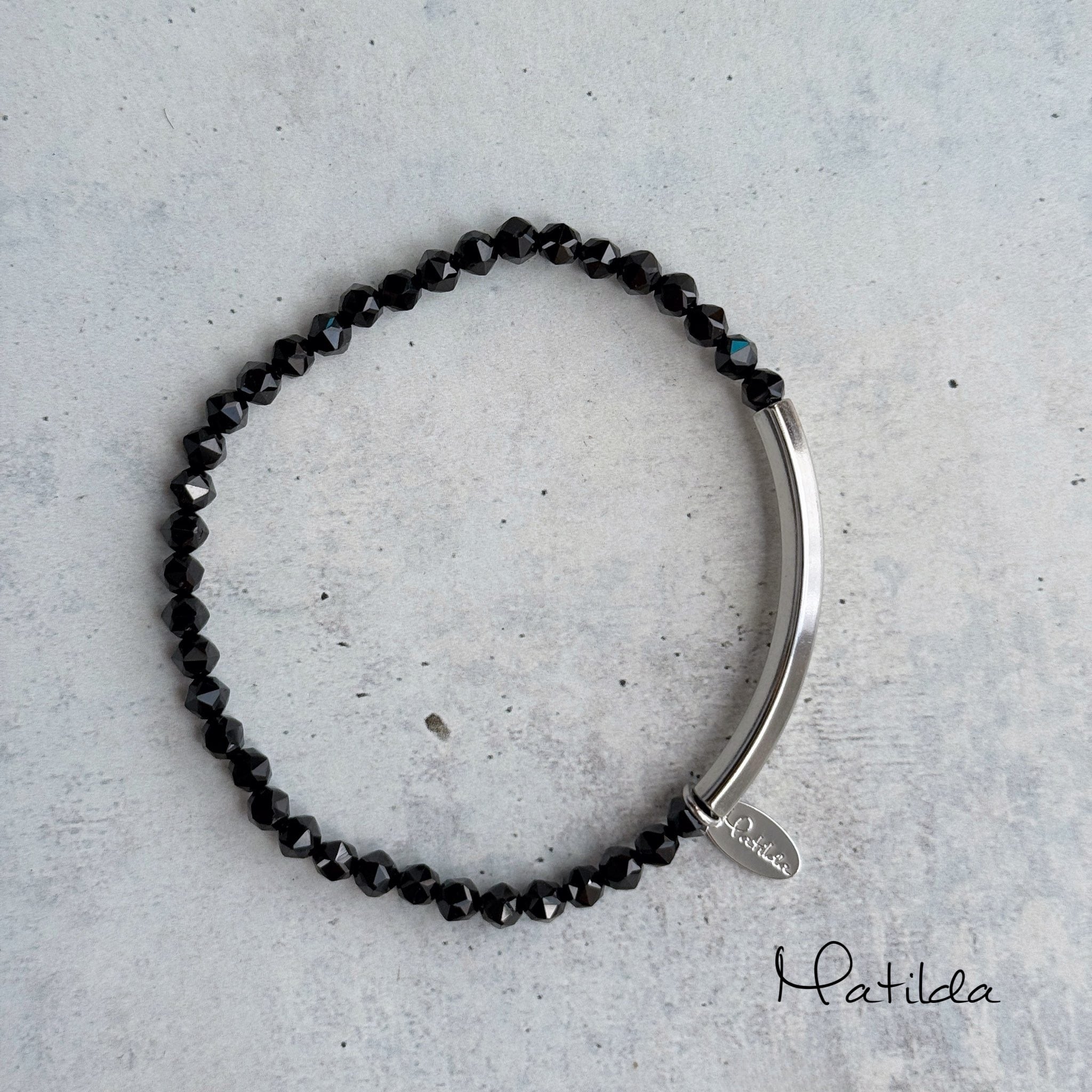 Tube & stone bracelet(ブラックスピネル)