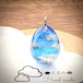 たまご型 ペンダント 雲&空 青空 シルバー 25×18mm