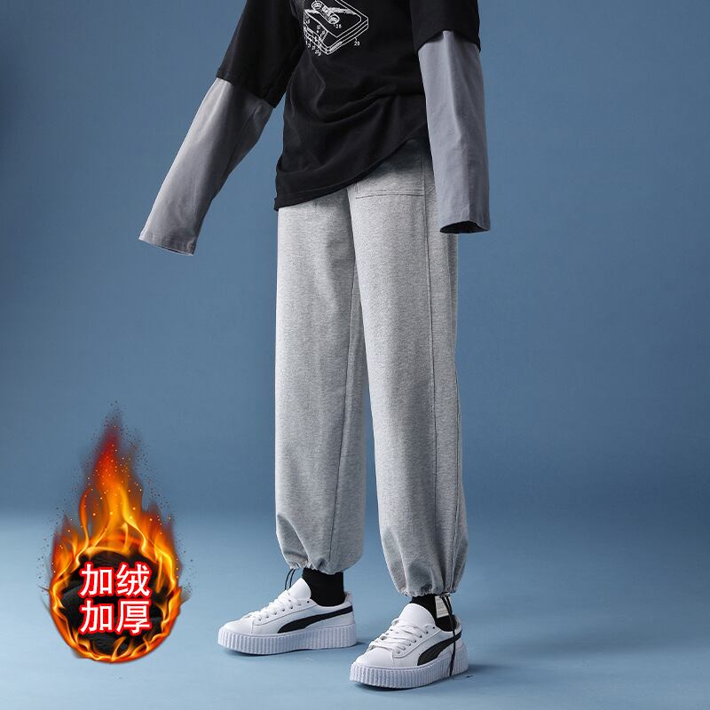 【新作】【送料無料】 ベルベット、ゆったりしたレギンス、トレンディな秋冬のカジュアル パンツ、スリムなオーバーオールを備えた女性用の黒のスウェット パンツ 0347384612024