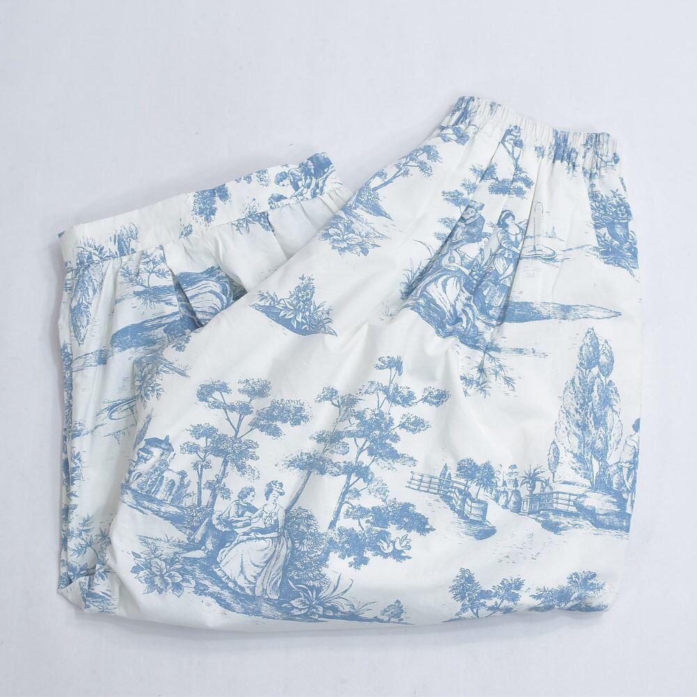 Remake ヴィンテージ アンティーク調 トワル・ド・ジュイ柄 テキスタイル リメイク 総柄 バルーンパンツ ワイド シルエット イージーパンツ ビンテージ 古着 レディースW66~106cm