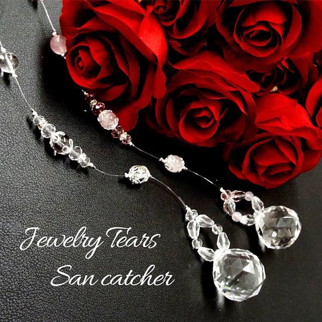 【天使の安らぎと癒やし】天然石 水晶＆ローズクォーツ・クリスタル・サンキャッチャー [46.5cm]