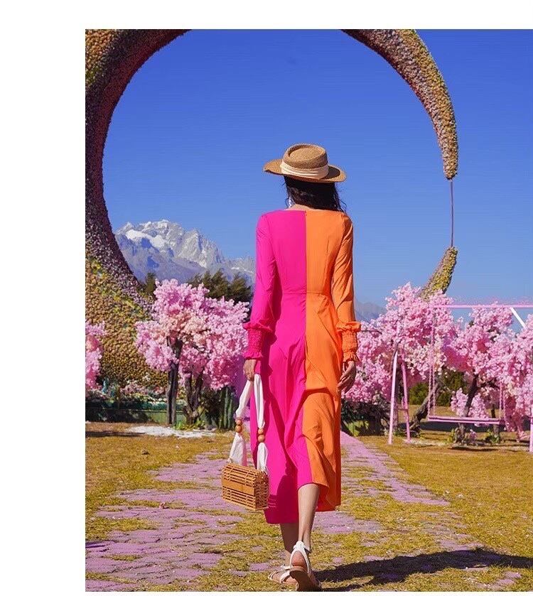オレンジ × ピンク おしゃれワンピース | elfriede