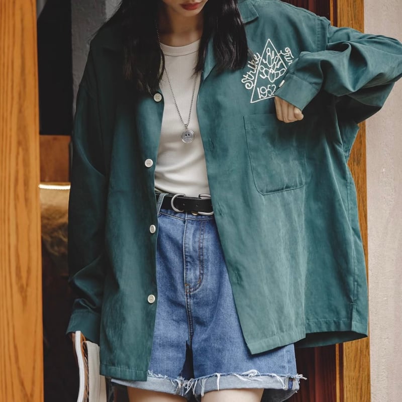 刺繍ルーズトップカジュアルシャツ C00524