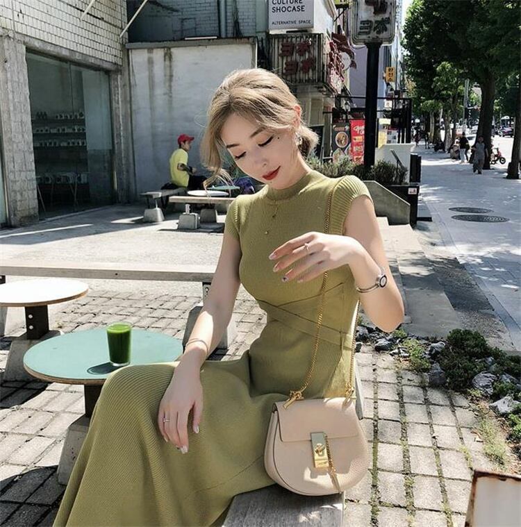 雰囲気のある佇まい レトロ 新品 スリム 気質 ロングスカート 快適である ニットワンピース