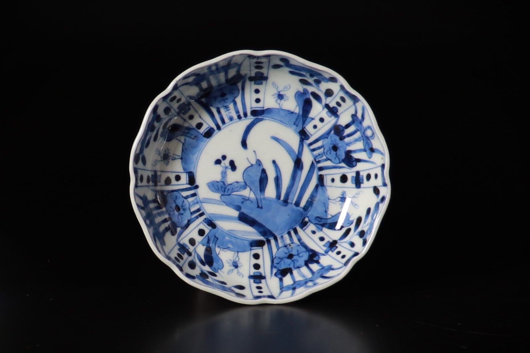 江戸時代 古伊万里 染付 花鳥文様 八角鉢 江戸時代 古伊万里 染付 花鳥文様 八角鉢(古伊万里染付花鳥文輪