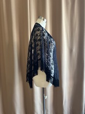 black lace fringe shawl-5157-8