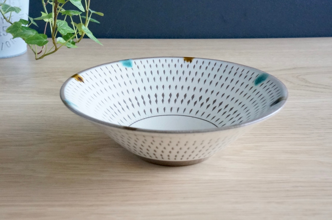 小石原焼 まるた窯 5.5寸鉢 三彩とびかんな 【30-4】