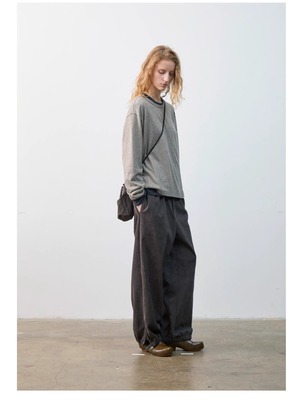 DECESOLO 26AW ウォッシャブル ウールブレンド ロングスリーブ Tシャツ