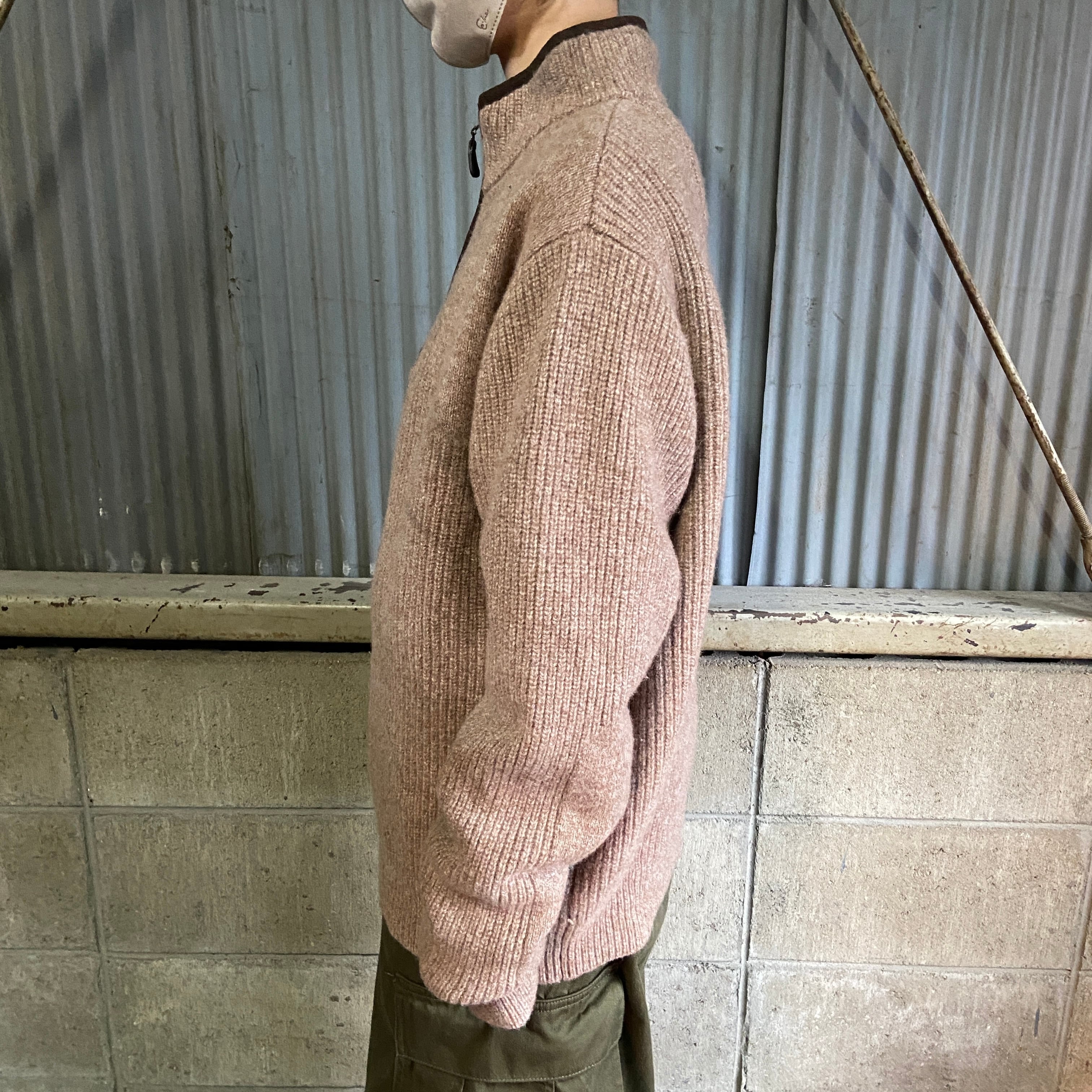 エルエルビーン ラムウール ハーフボタンニット ハイネック メランジ 