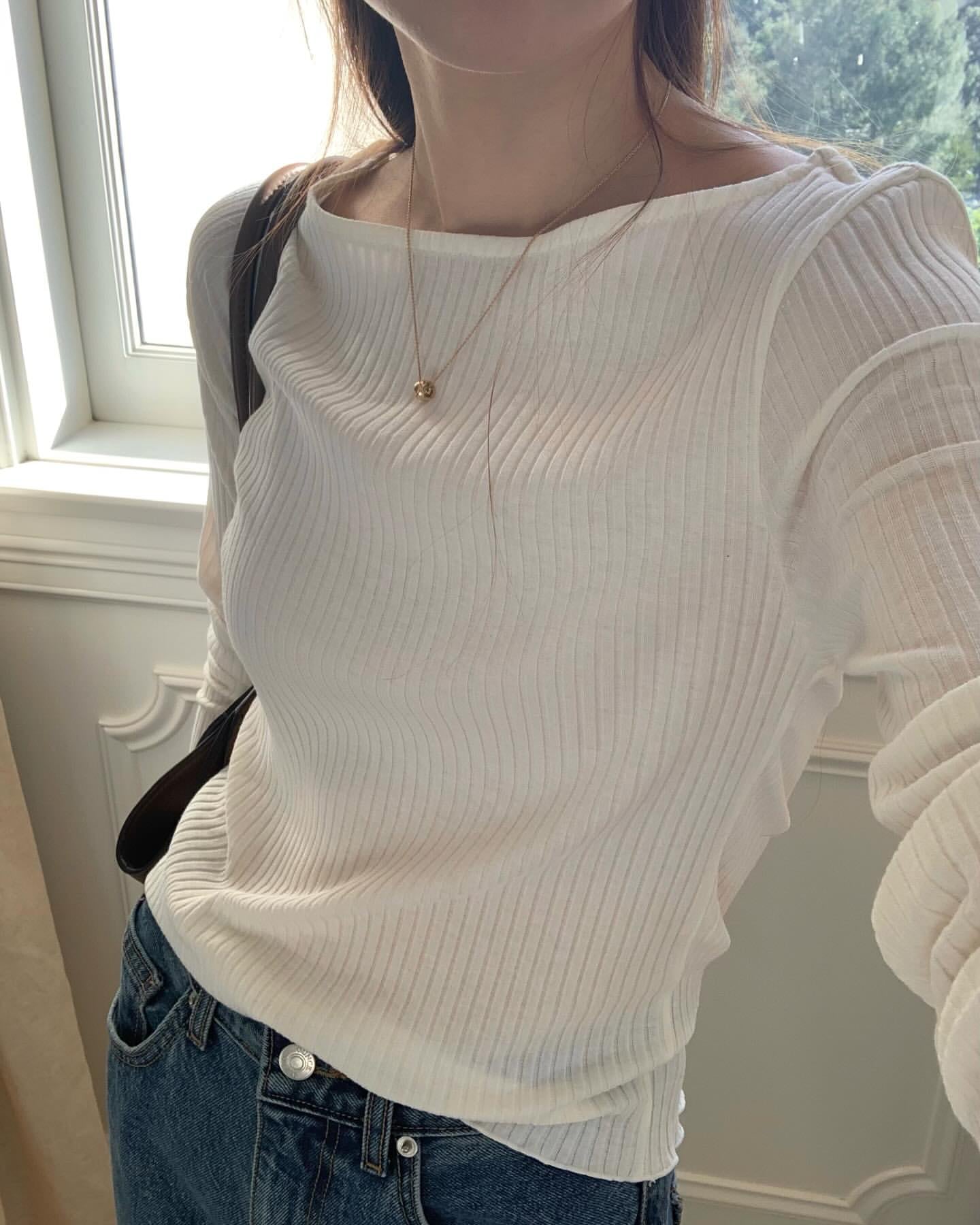 (予約) ounce / Clear rib long sleeve tee / 2color