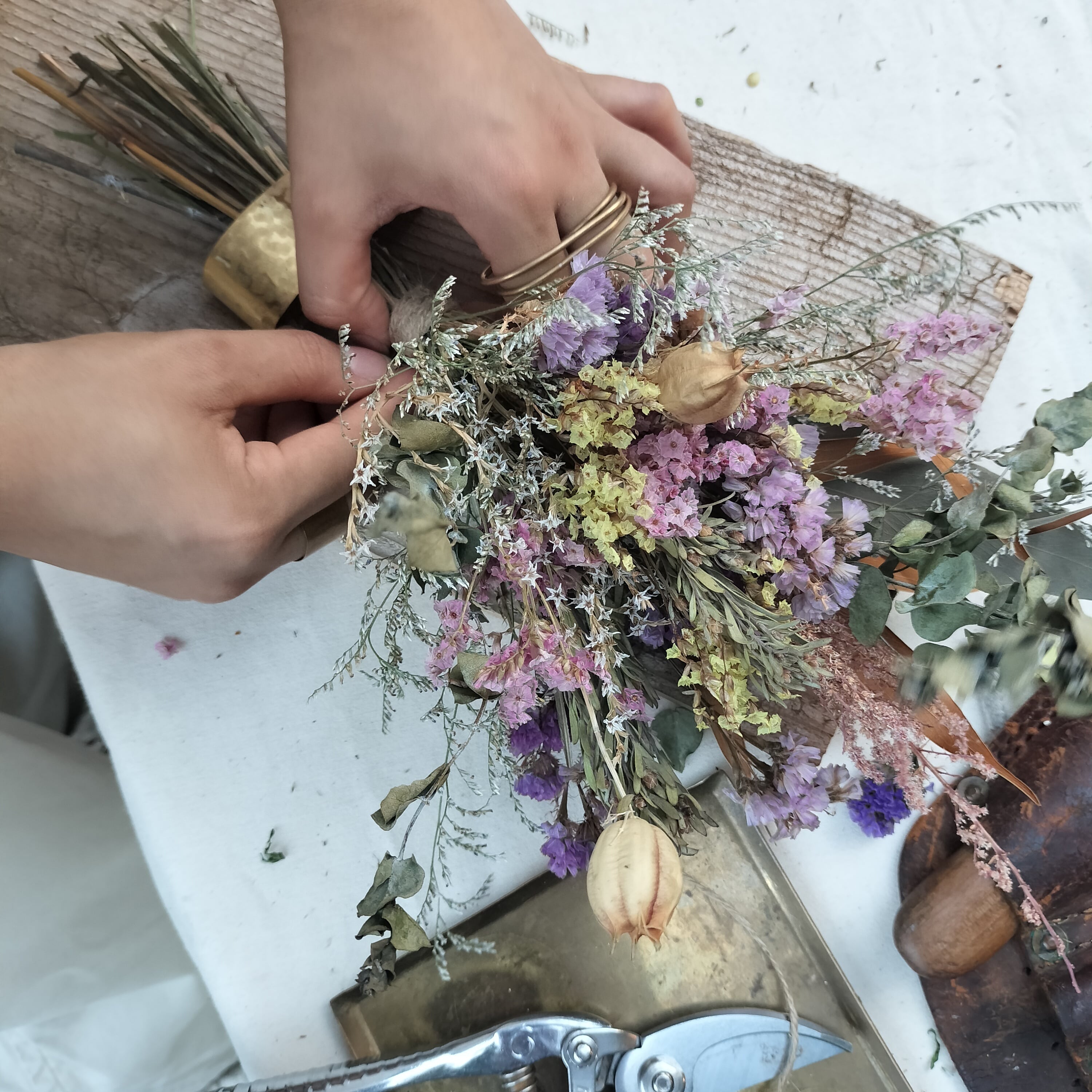 古材と真鍮のドライフラワーアレンジメント【Old and brass flower arrangement】