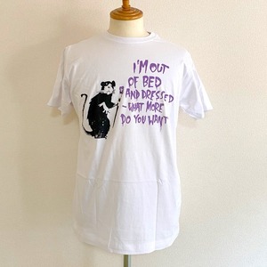 BANKSY T SHIRT - OUT OF BED RAT　White