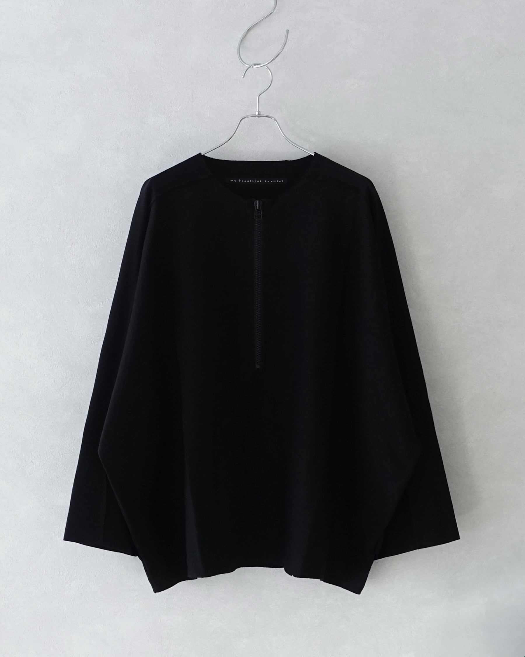 my beautiful landlet PONTE KNIT HALF ZIP PULLOVER BLACK | nua