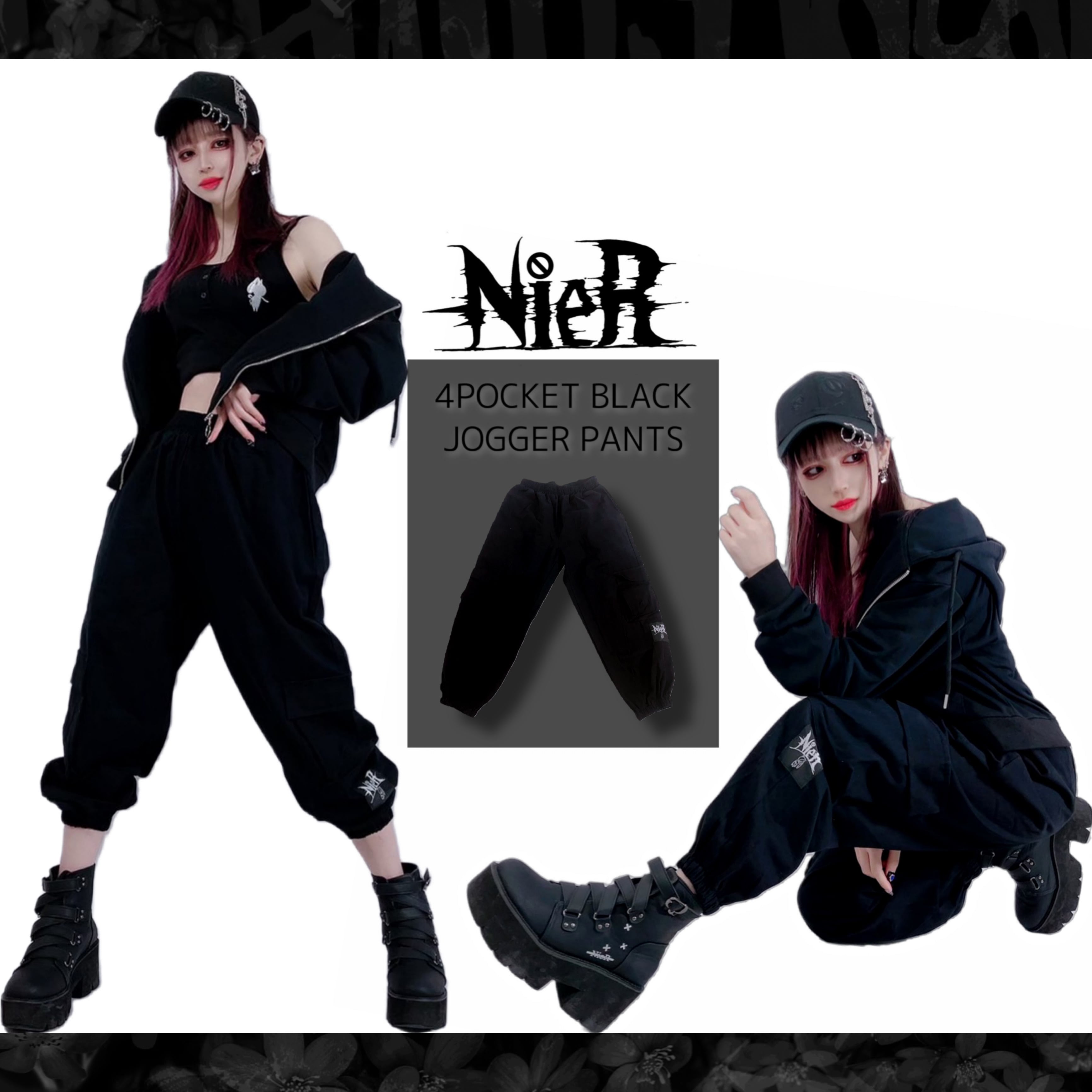 4POCKET BLACK JOGGER PANTS | NIER CLOTHING powered by BASE
