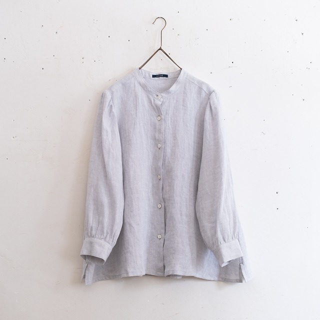puff sleeve shirt ／light weight linen〈silver gray〉