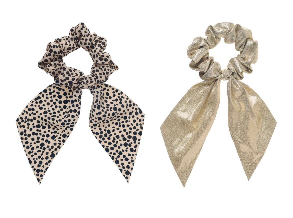 H2625L:Leopard Love 2 Pack Scarf Scrunchies-LEOPARD