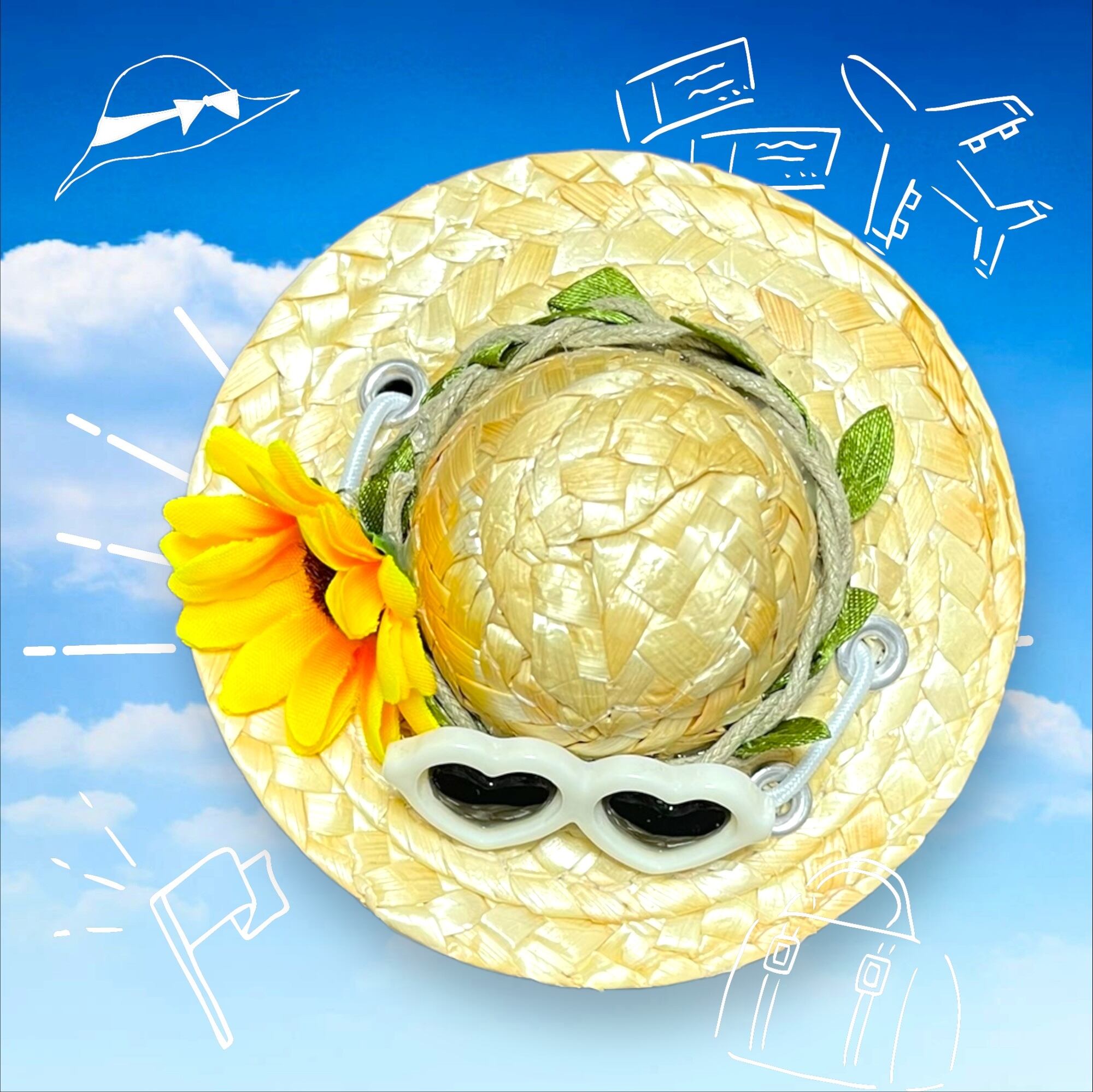 麦わら帽子 サングラス ホワイト | cocoa