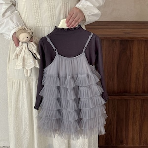 秋レイヤードチュールワンピース