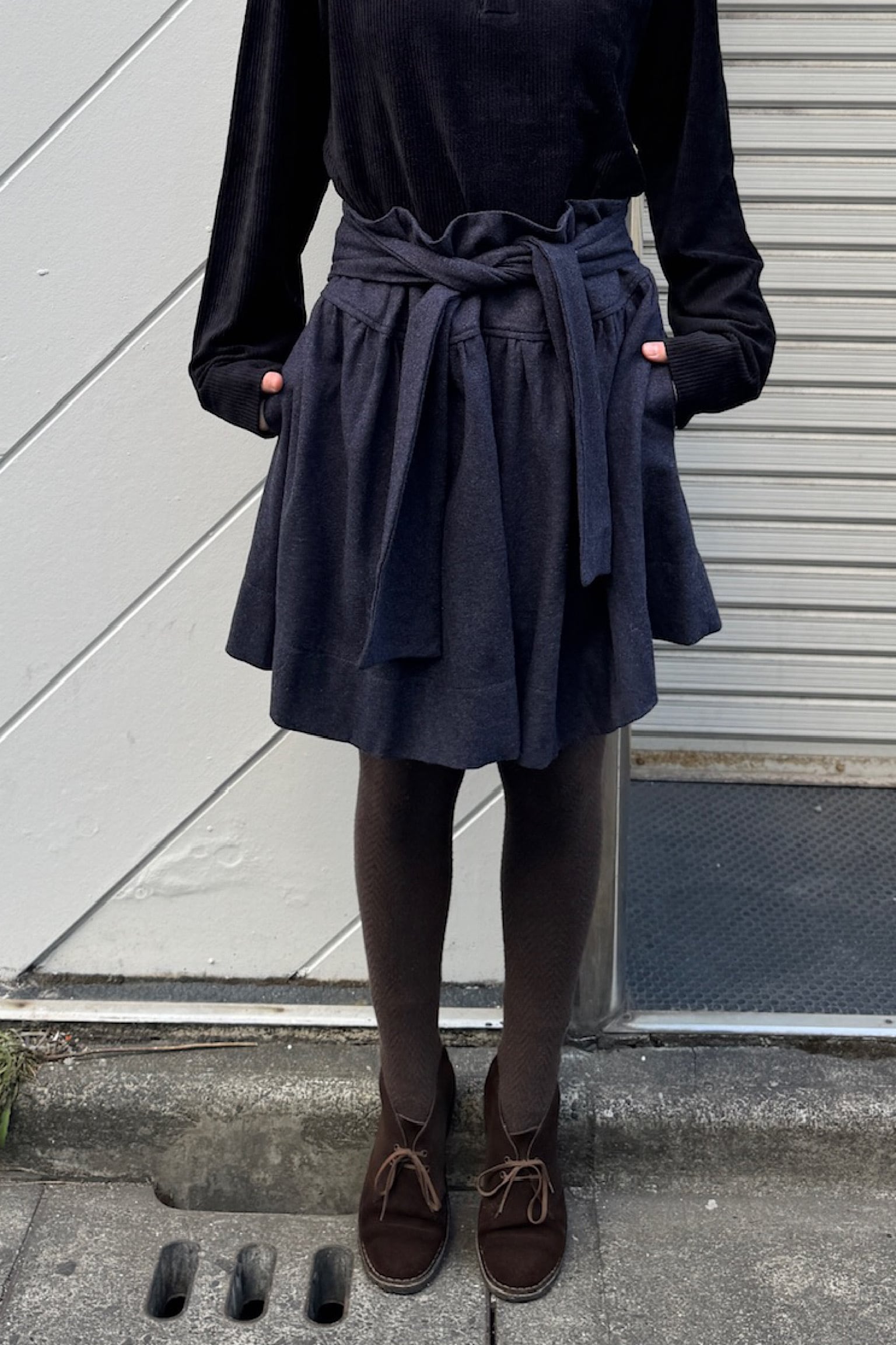 GAT RIMON リボン付きウールミニスカート