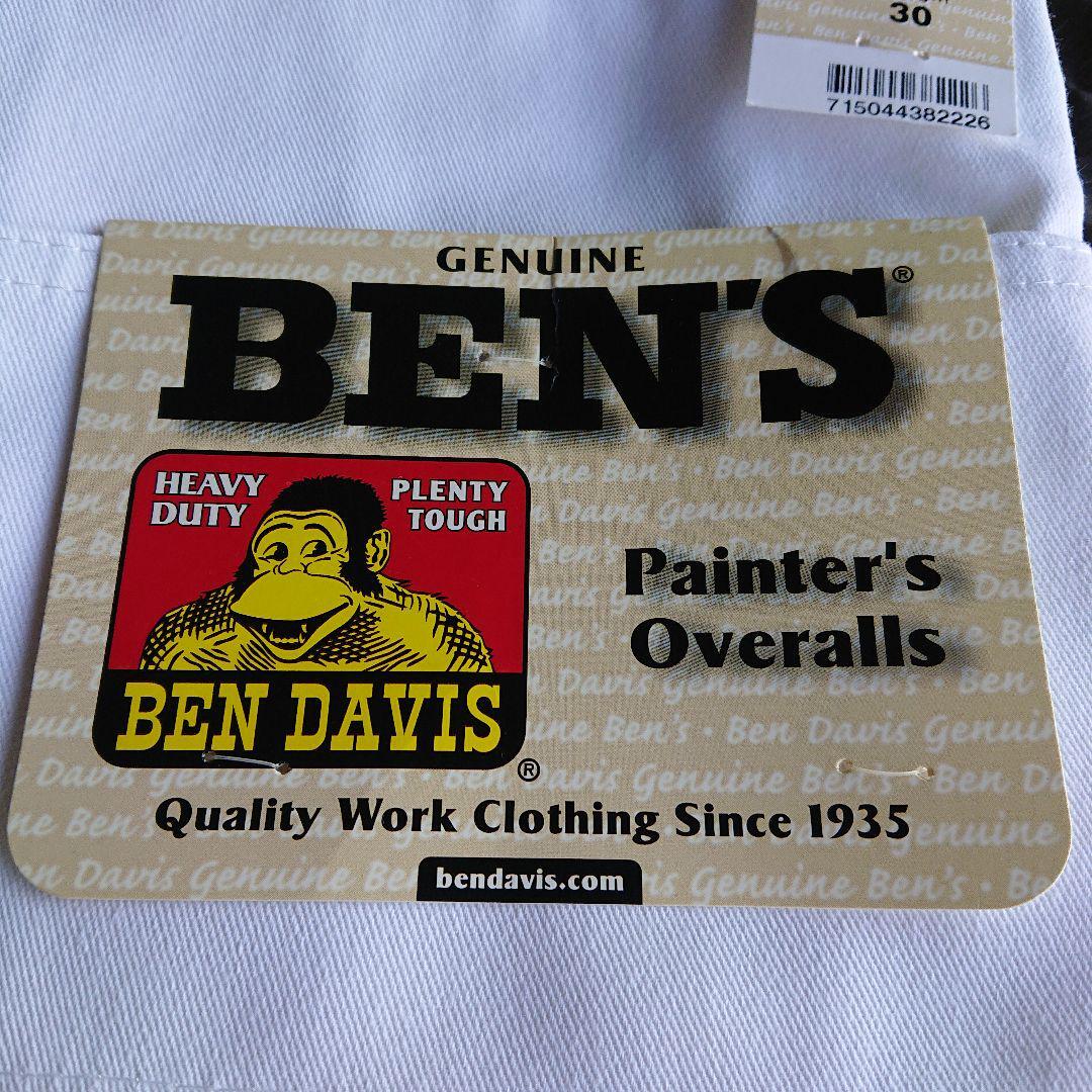 30インチ Ben Davis ベンデイビス オーバーオール ホワイト アメリカ製