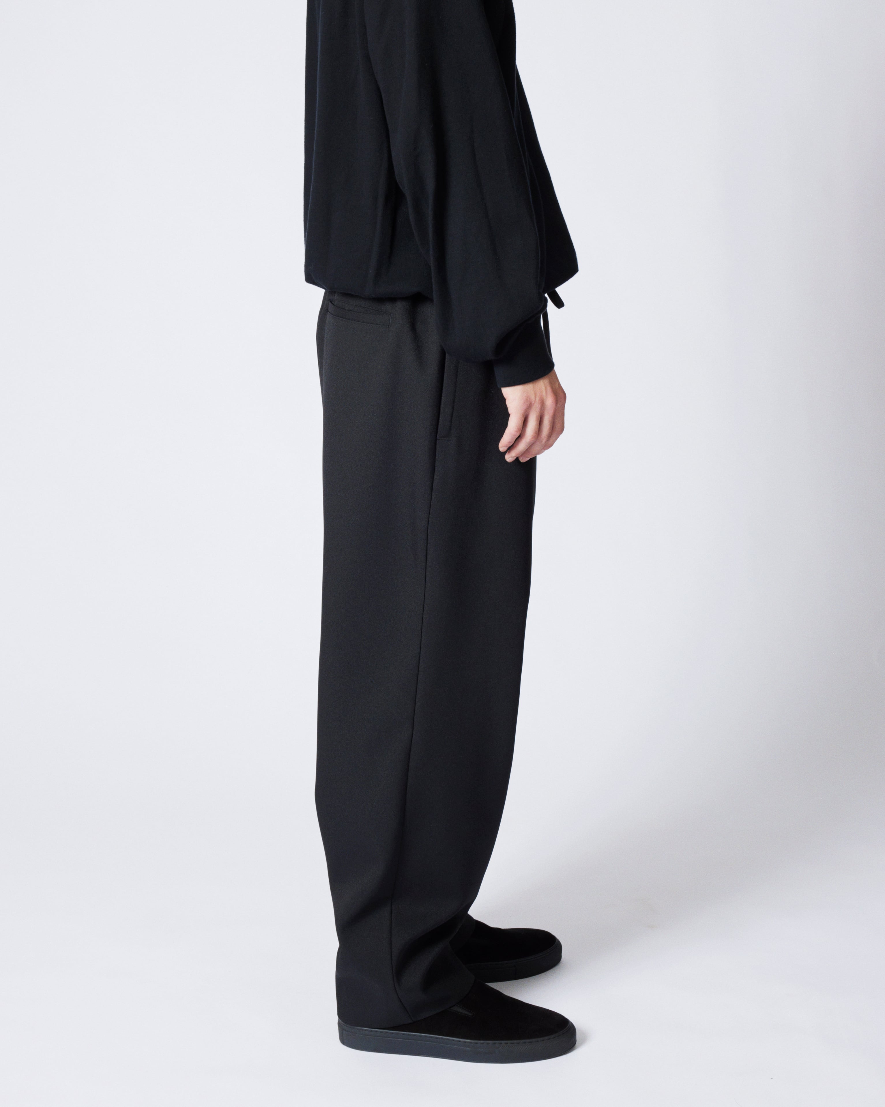 everyone polyester twill easy slacks (BLACK) | everyone