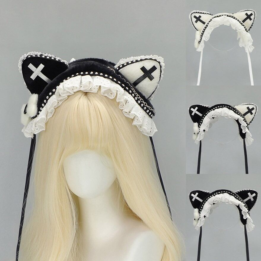 地雷系 猫耳 カチューシャ ケモ耳 十字架 ハロウィン イベント 推し活