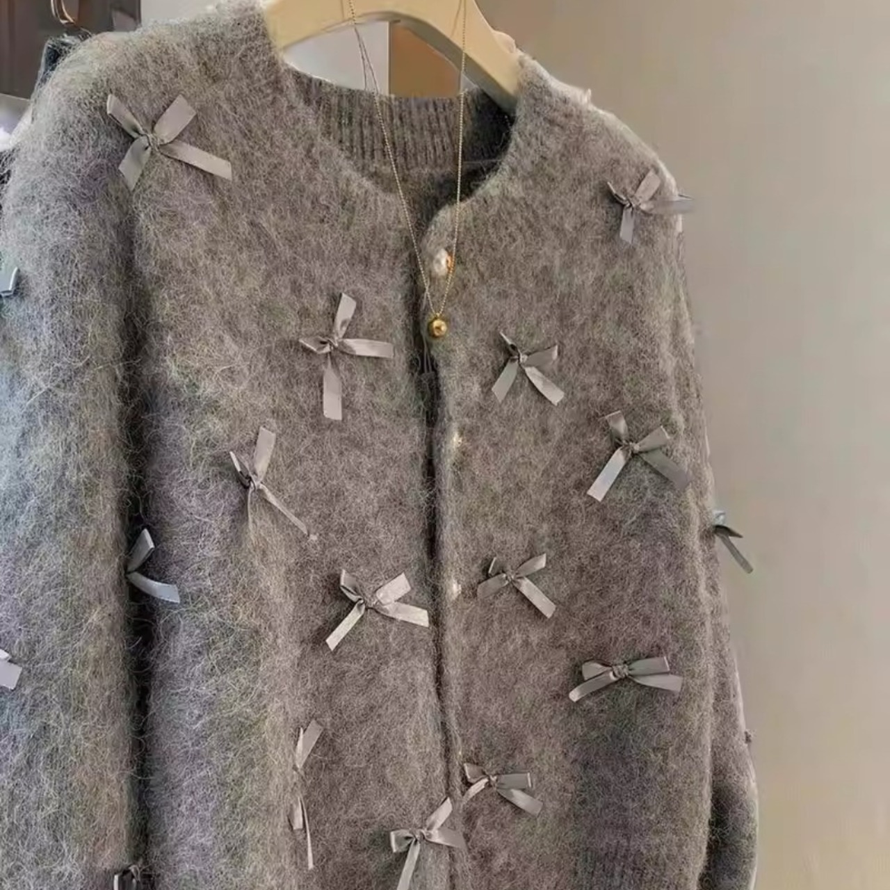 Luxury Women’s Bow Detail Knit Cardigan (ME267)