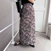 【予約：9月中旬入荷予定】リーフ柄ナローSK/ベージュ