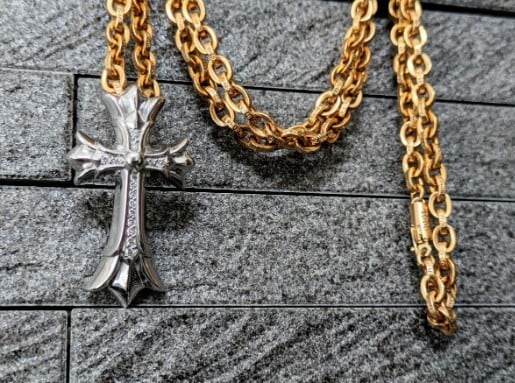 CHROME HEARTS クロムハーツ 18kWG ダブルクロス パヴェダイヤ CHROME HEARTS クロムハーツ 18kWG ダブルクロス パヴェダイヤ