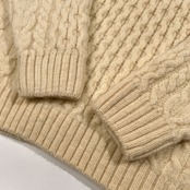 イングランド製 90s LANDS’ END ランズエンド フィッシャーマン ウールニットセーター サイズ M /アイボリー/ビンテージ/メンズ