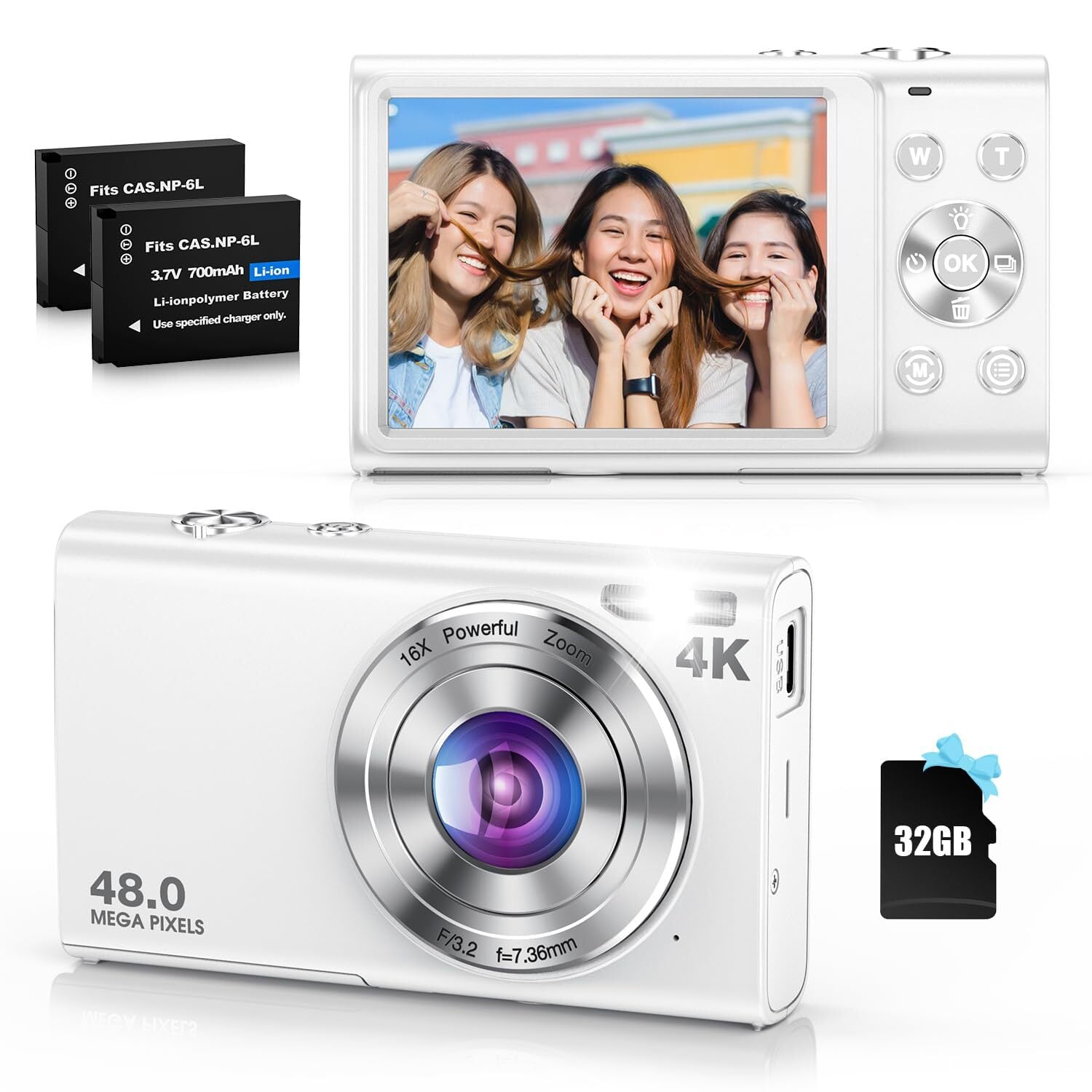 UHD 5K デュアルレンズデジタルカメラ 予備バッテリー2個 望遠レンズ