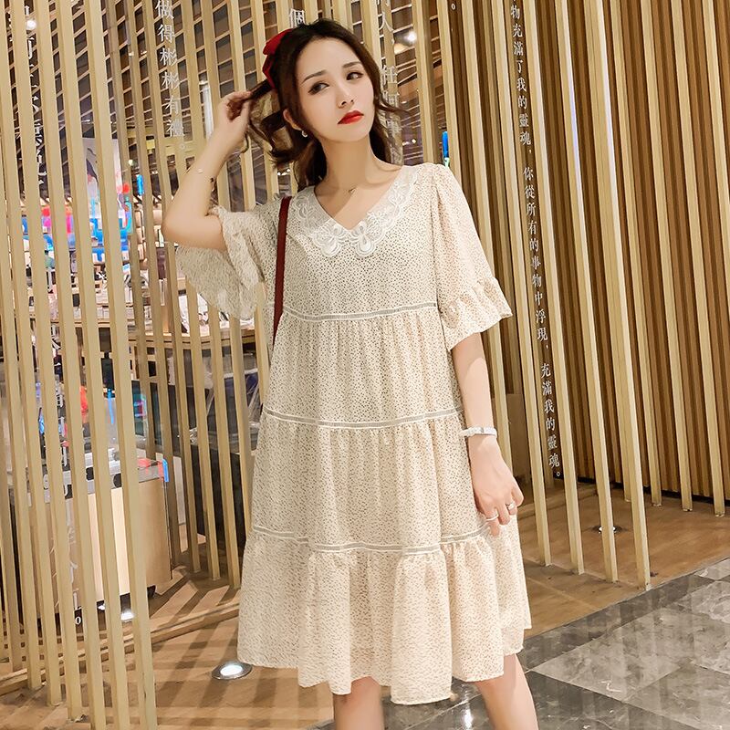 【新作】【送料無料】 マタニティウェア2020夏の新しいシフォンラブルーズドレス小さな新鮮なミドル丈ドレス妊婦-アリババ サマー 夏物 expec239776465891