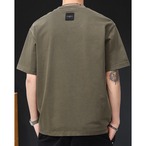 Crew Neck T-Shirt with Print and Patch Pocket Design ◇2color H0453