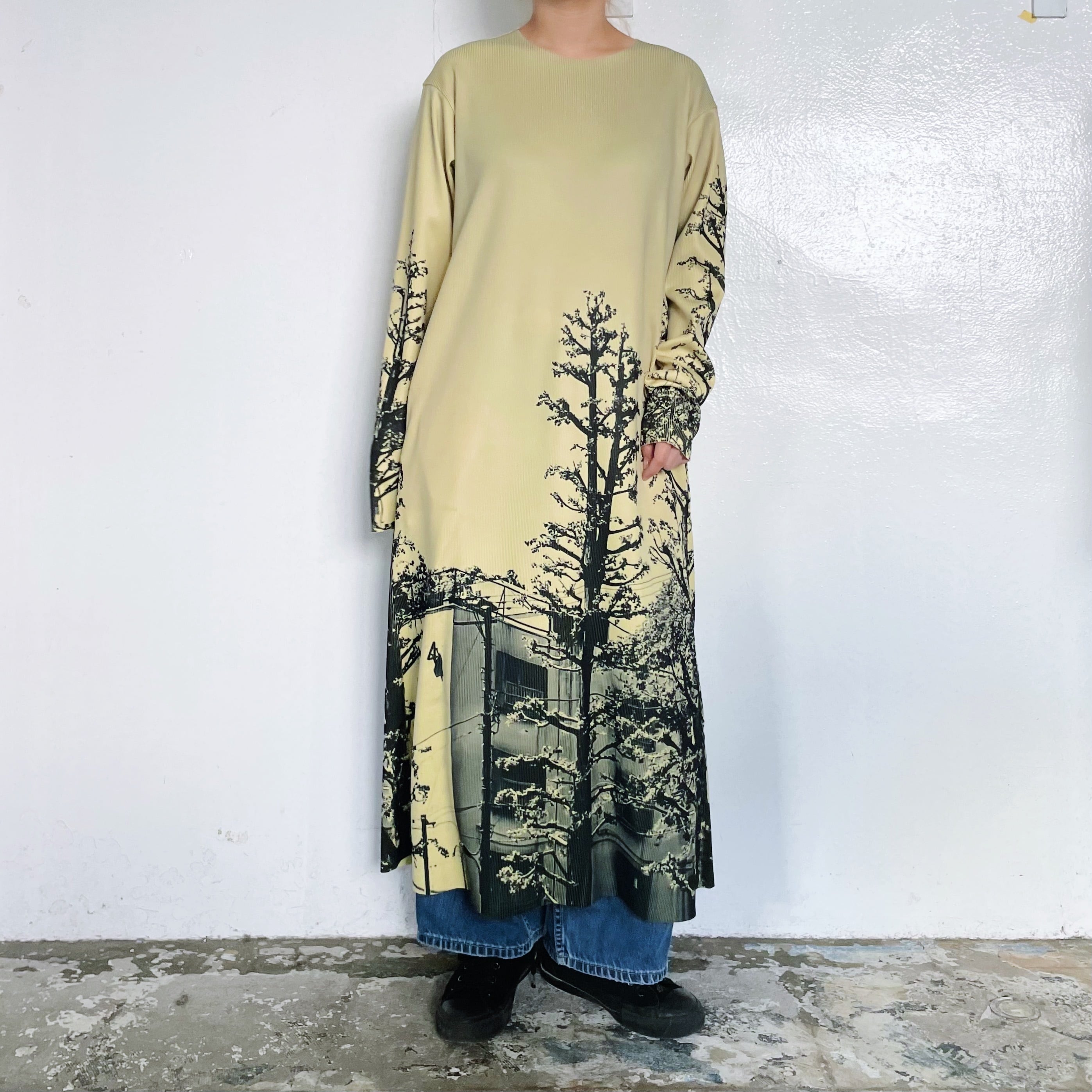 NON TOKYO ノントーキョー / PRINT RIB LONG SLEEVE ONE-PIECE