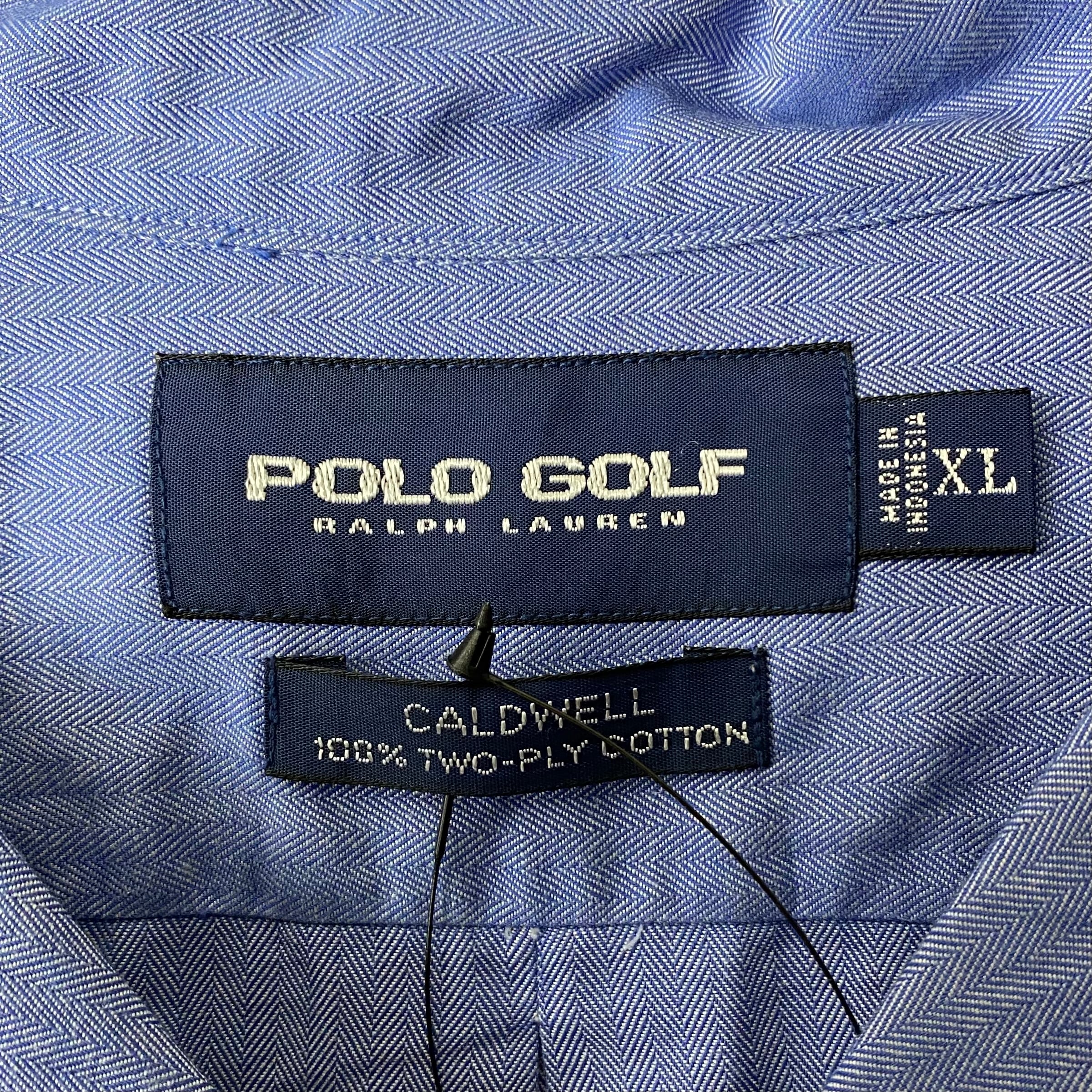 vintage POLO GOLF open collar herringbone S/S shirt “CALDWELL