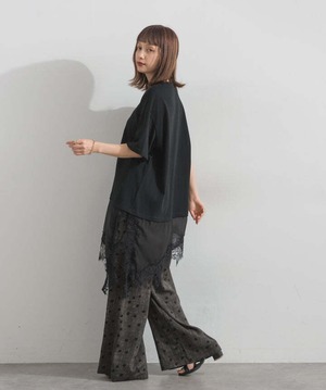 2605142 レースヘムレイヤードカットソー black