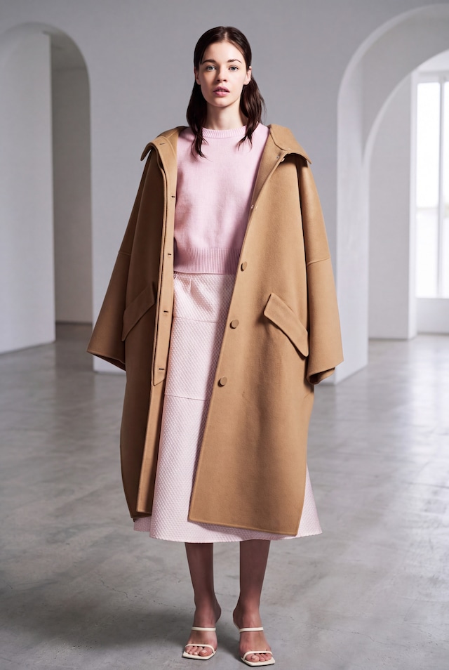 WOOL CASHMERE PEARL COAT BLACK