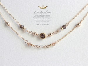 Candy charm 14KGF2連Bracelet/煙水晶/スモーキークォーツ