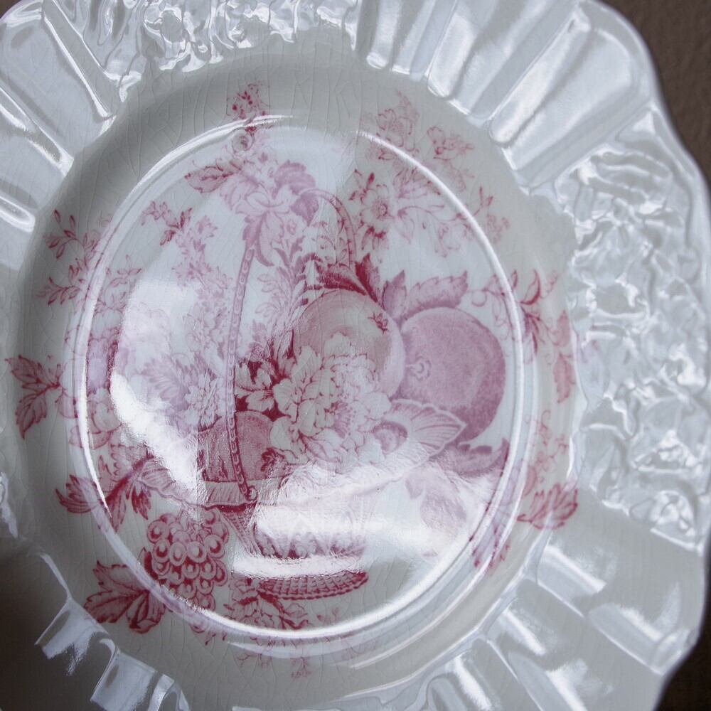 2枚セット イギリス アンティーク 食器 陶器 ミヨット プリマス ピンク