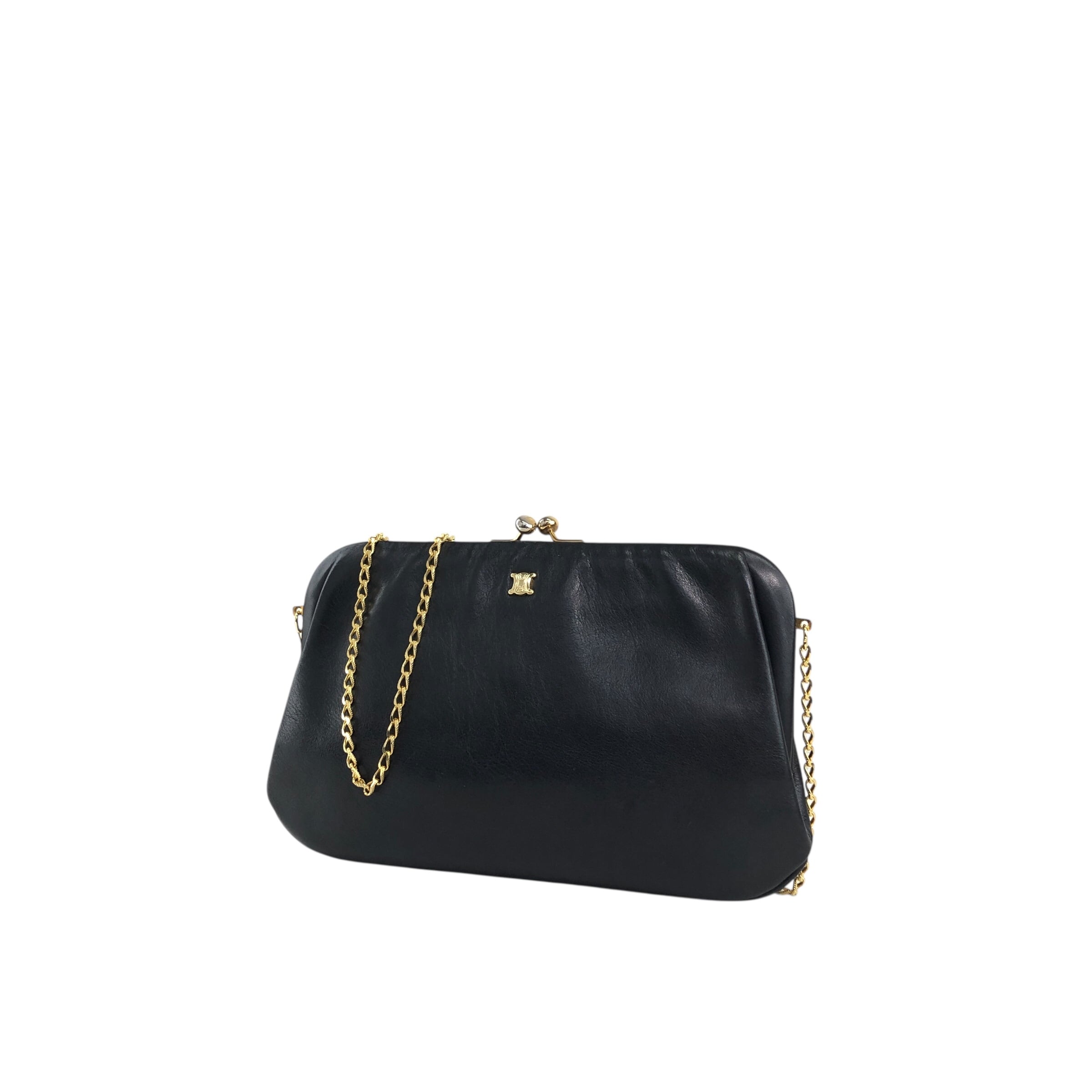 CELINE セリーヌ ショルダーバッグ ブラック ブラゾン レザー がま口
