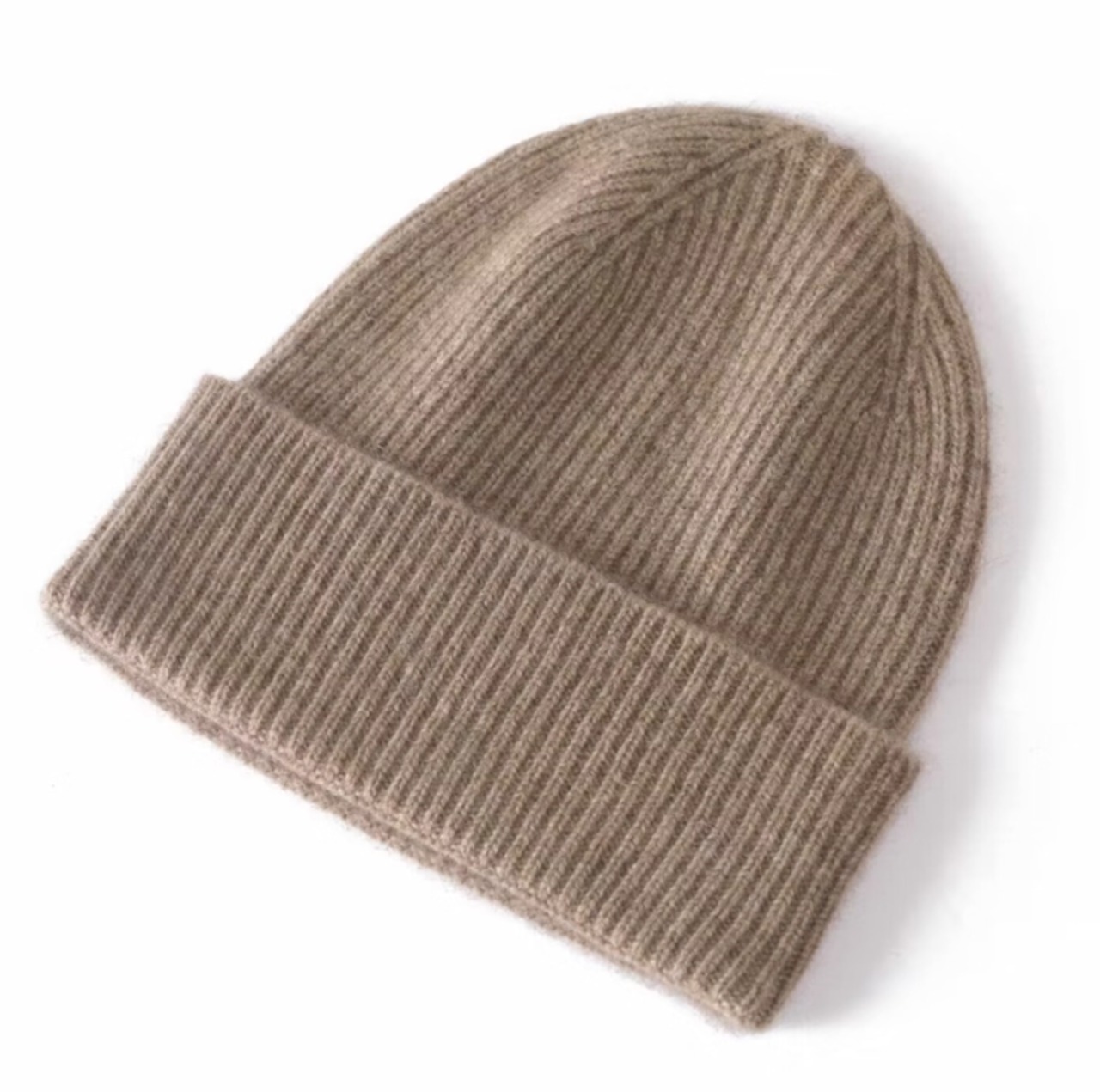 【軽柔上質】カシミヤ100%リブニット帽(フリーサイズ)