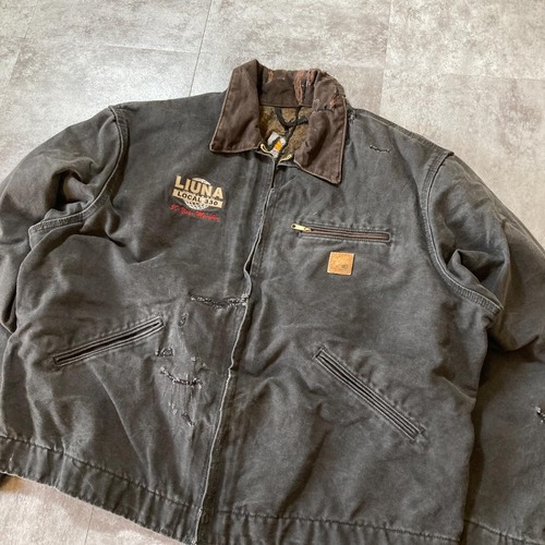 00s- Carhartt 襤褸 ダック地 ブラックデトロイトジャケット 無地 メキシコ製 XL jacket 詳細写真2