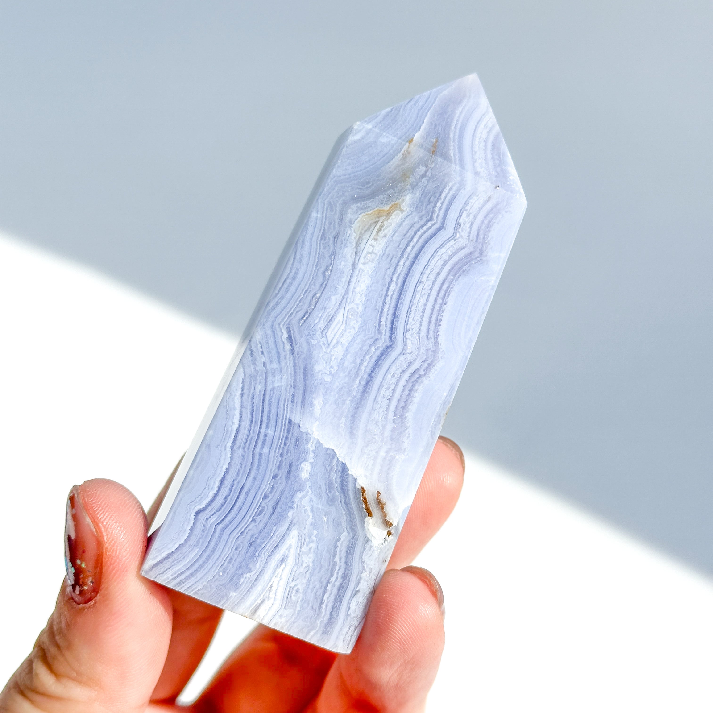 ブルーレースアゲート タワー 12◇ Blue Lace Agate ◇天然石・鉱物
