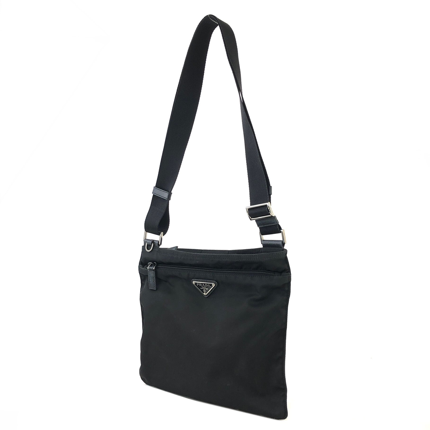 PRADA プラダ トライアングルロゴ ナイロン サフィアーノレザー