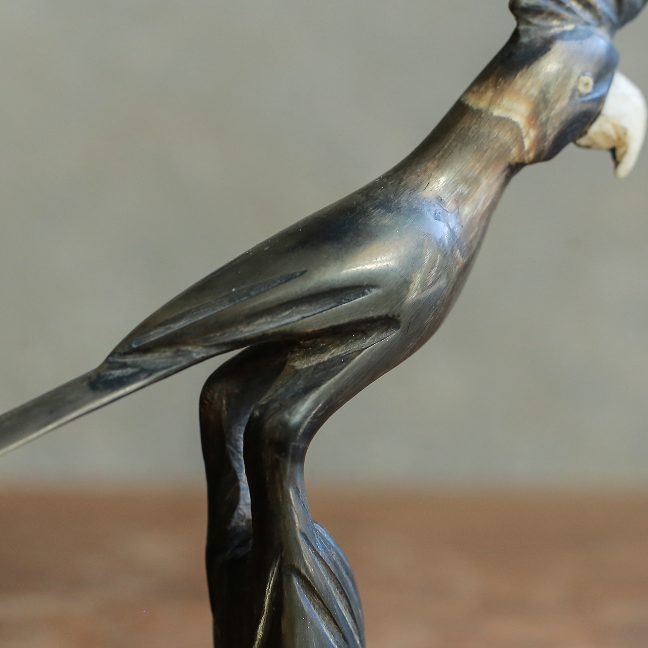 水牛の角から生まれた、ロックな頭の鳥