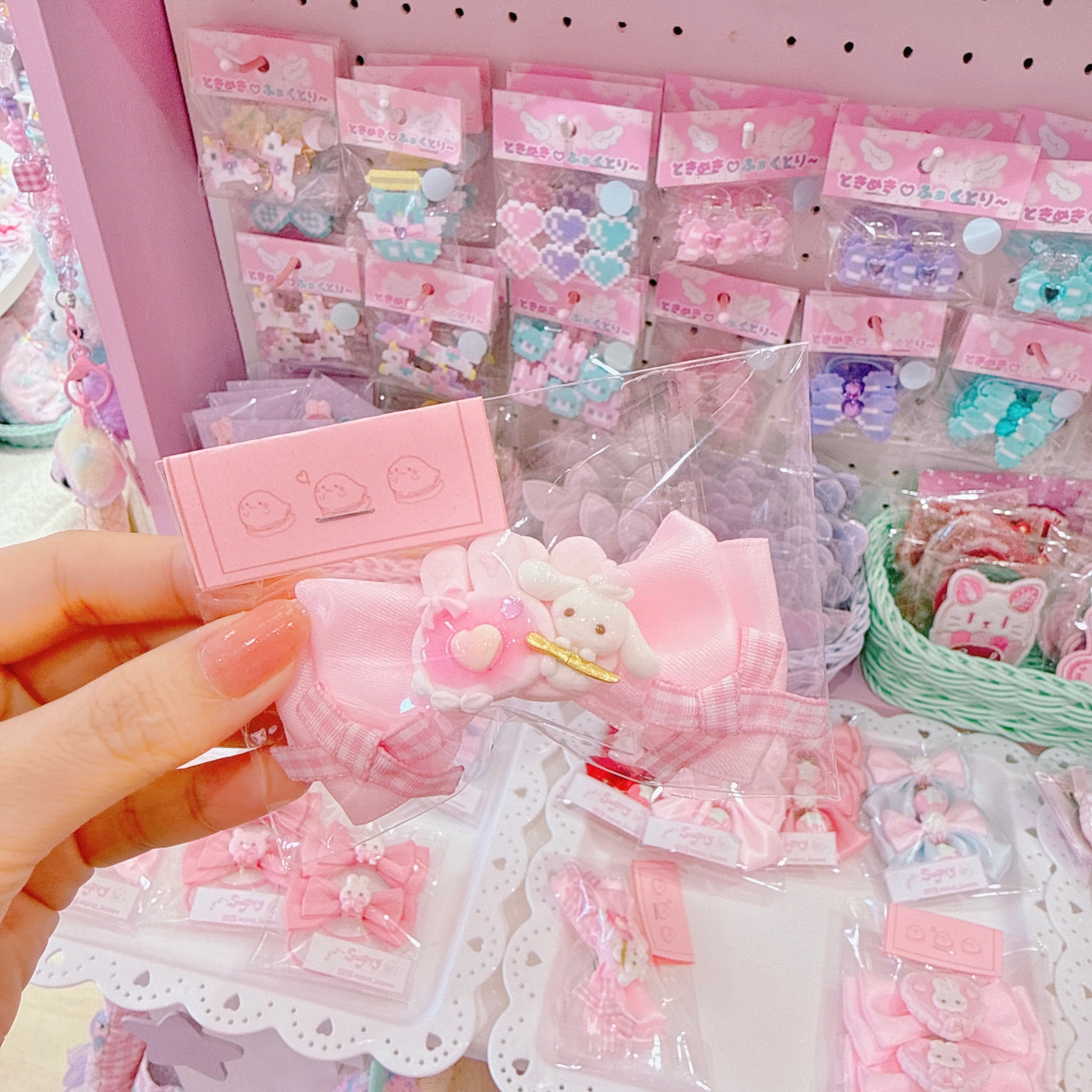 【C9】25-28うさパンケーキリボンヘアクリップ