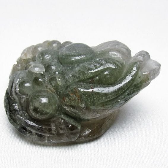 水晶 手彫り-卓上置物-キンセン-金蟾 ガーデンクォーツ 一点物 154-104