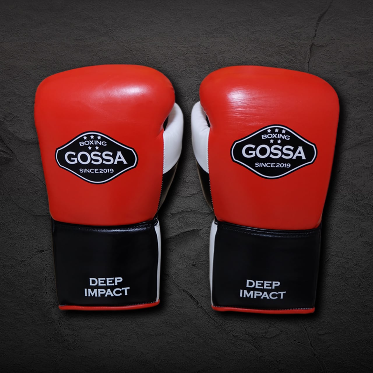 【本革製】GOSSA 紐式ボクシンググローブ 「レッド」 DEEP INPACT
